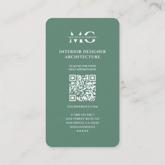 Architect Interieurontwerper Consultant Modern Bla Visitekaartje (Achterkant)