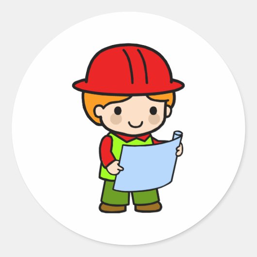 Architect Jongen 2 Ronde Sticker (Voorkant)