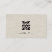 Architect Luxe Neutrale Linnen QR Code Visitekaartje (Achterkant)