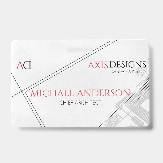 Architect Medewerker Naambadge met Bouwtekening Badge (Voorzijde)