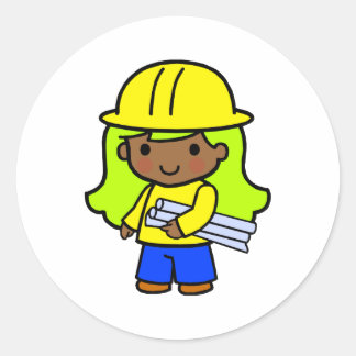 Architect Meisje 1 Ronde Sticker