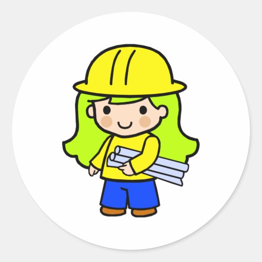 Architect Meisje 2 Ronde Sticker (Voorkant)