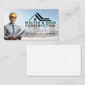 Architect met blauwdrukken | bouwterrein visitekaartje (Voorkant / Achterkant)