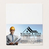 Architect met blauwdrukken | bouwterrein visitekaartje (Buitenkant ongevouwen)