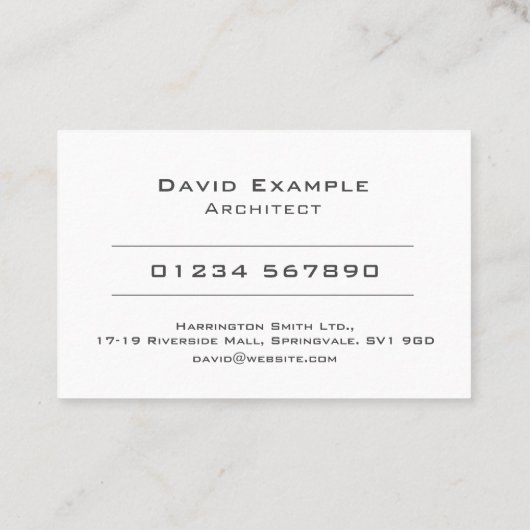 Architect met foto. Visitekaartje van de architect (Achterkant)