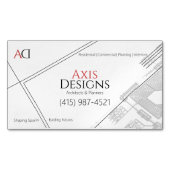 Architect Minimalist Blauw Print Wit Magnetisch Visitekaartje (Voorkant)