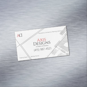 Architect Minimalist Blauw Print Wit Magnetisch Visitekaartje