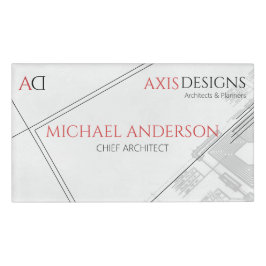 Architect Minimalist Blauw Print Wit Naambadge