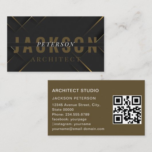 Architect Minimalistische vetgedrukte tekst Elegan Visitekaartje (Voorkant / Achterkant)