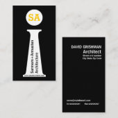 Architect modern zwart, wit, geel monogram visitekaartje (Voorkant / Achterkant)