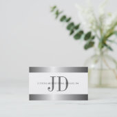 Architect Monogram Silver Metallic Visitekaartje (Staand voorkant)