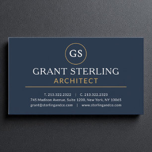 Architect Navy Blauw Goud Luxe Modern Visitekaartje