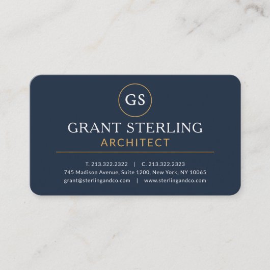 Architect Navy Blue Professional Visitekaartje (Voorkant)