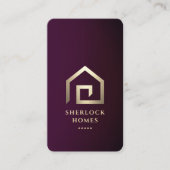 Architect Ontwikkelaar Luxe Paarse Gouden Huis Visitekaartje (Voorkant)