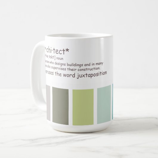 Architect. Overmatig gebruik van juxtapositie Koffiemok (Voorkant links)
