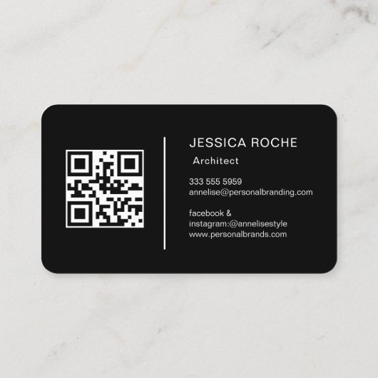 Architect Professional Black Silver Metal QR Code Visitekaartje (Achterkant)