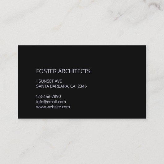 Architect Professional Elegant Black Visitekaartje (Achterkant)