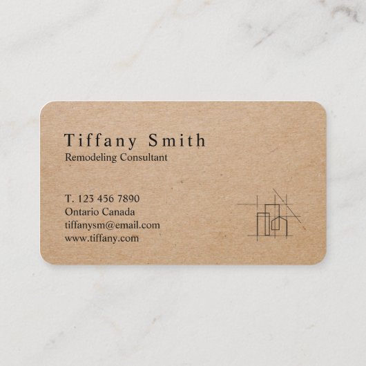 Architect Professional Voeg uw Logo Kraft-papier t Visitekaartje (Achterkant)