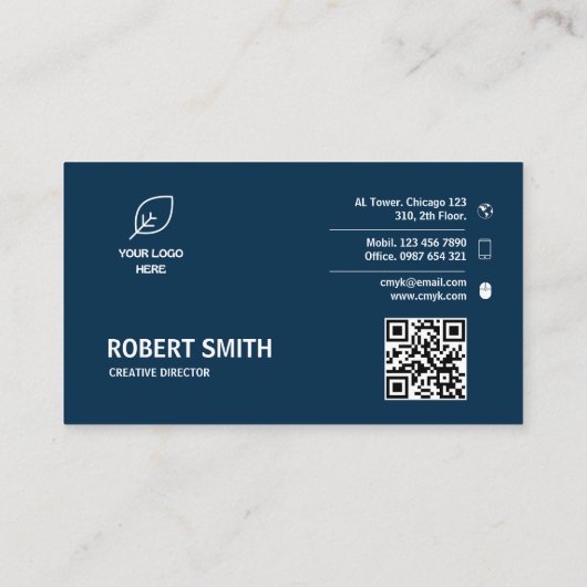 Architect Professionele Branding QR Code Donkerbla Visitekaartje (Achterkant)