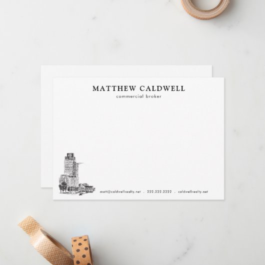 Architect Sketch Specialized Commercial Broker Notitiekaartje (Voorkant / Achterkant in situ)