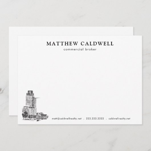 Architect Sketch Specialized Commercial Broker Notitiekaartje (Voorkant / Achterkant)