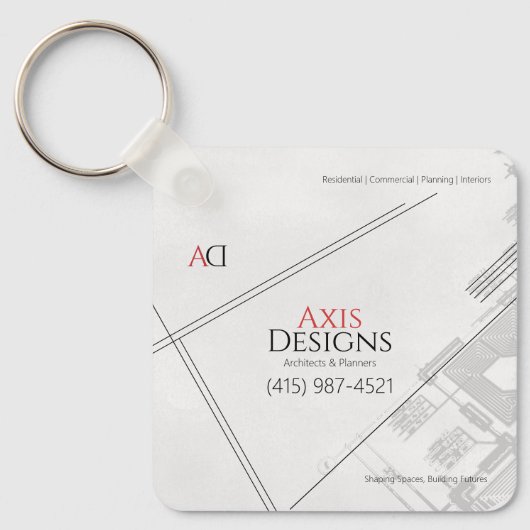 Architect Sleutelhouder | Blauwdruk Ontwerp Sleutelhanger (Voorkant)