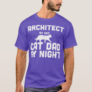 Architect tegen dag kat pap bij nacht t-shirt
