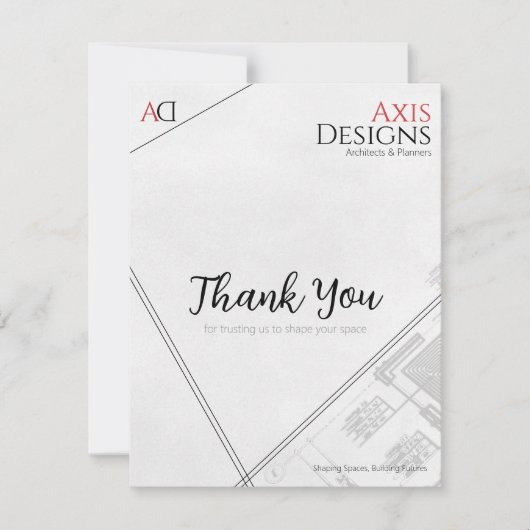 Architect Thank You Card met Blauwdruk Ontwerp Bedankkaart (Voorkant)