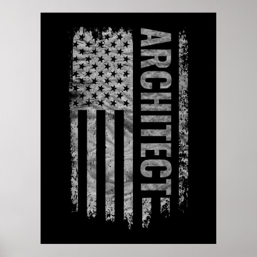 Architect USA Flag Distressed design Poster (Voorkant)