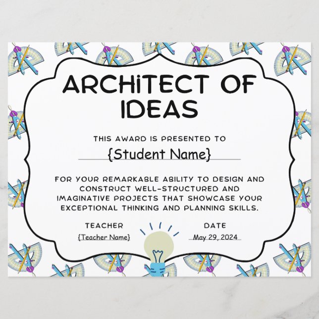 Architect van Ideeën Student Recognition Award (Voorkant)