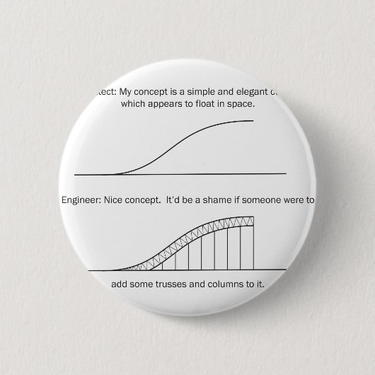 Architect versus Engineer Ronde Button 5,7 Cm (Voorkant)