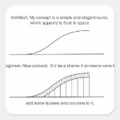 Architect versus Engineer Vierkante Sticker (Voorkant)