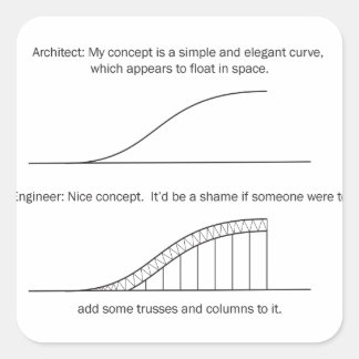 Architect versus Engineer Vierkante Sticker