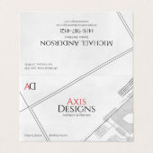 Architect Witte Buiten Zwart Binnen Blauwdruk Kuns Visitekaartje (Buitenkant ongevouwen)