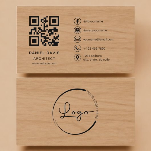 Architect Wood Professional QR Code Visitekaartje