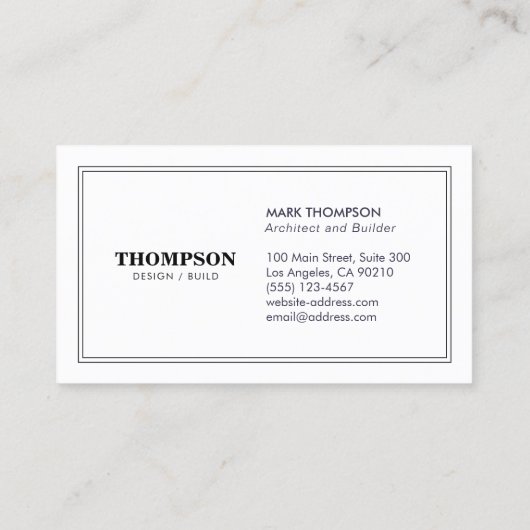 Architect Zwart Wit Professioneel Visitekaartje (Achterkant)