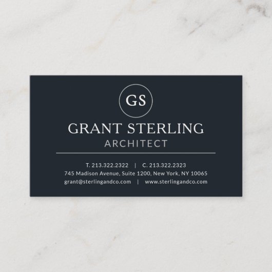 Architect Zwart Zilver Luxe Professioneel Modern Visitekaartje (Voorkant)