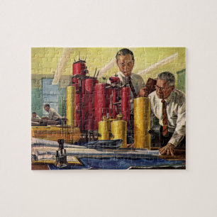 Architecten die in een kantoor werken, Vintage bed Legpuzzel