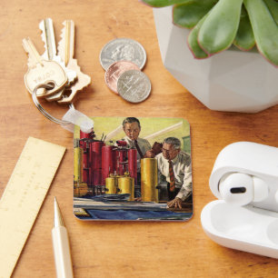 Architecten die in een kantoor werken, Vintage bed Sleutelhanger