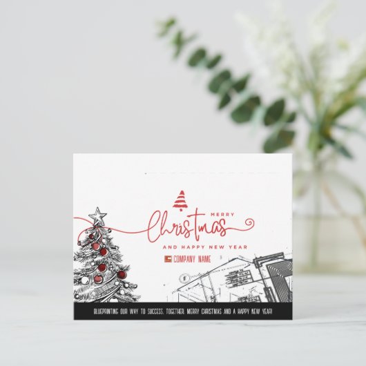 Architecten en bouwprofessionals minimalistisch feestdagenkaart (Staand voorkant)