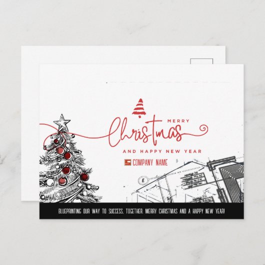 Architecten en bouwprofessionals minimalistisch feestdagenkaart (Voorkant / Achterkant)