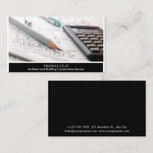 Architecten Werktuigconstructie, zwart-wit Visitekaartje (Voorkant / Achterkant)