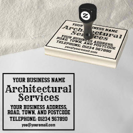 Architectendiensten met naam, adres, enz. rubberstempel