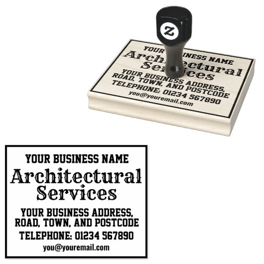 Architectendiensten met naam, adres, enz. rubberstempel (Gestempeld)