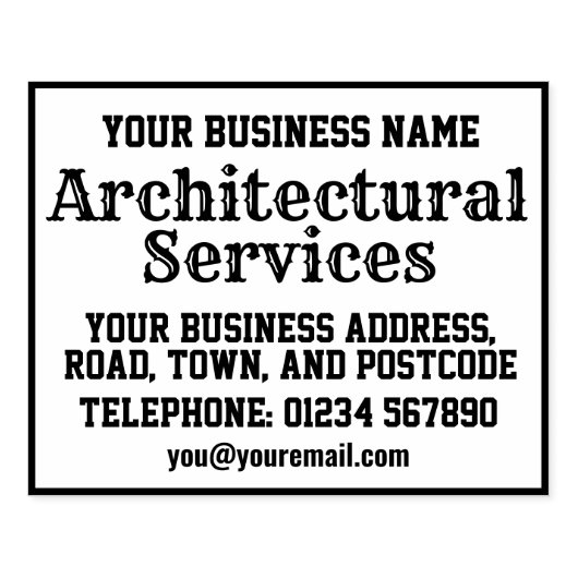 Architectendiensten met naam, adres, enz. rubberstempel (Afrduk)