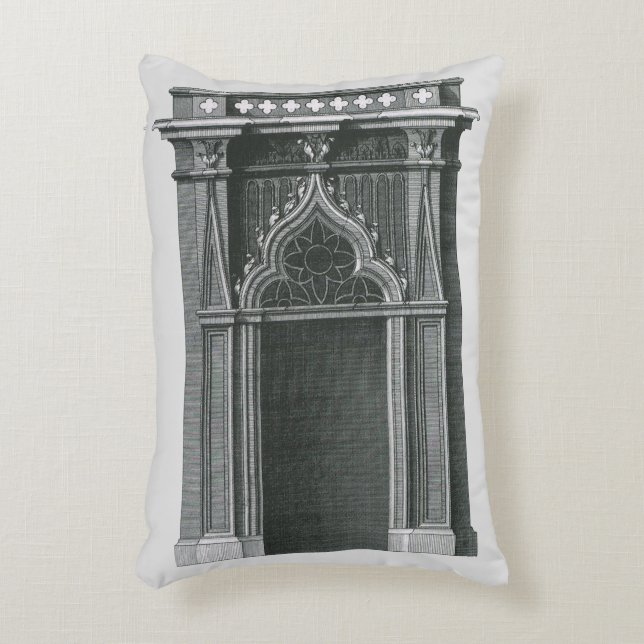  architectonisch element, Gothic Doorway Accent Kussen (Voorkant(Verticaal))