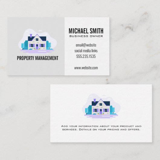 Architectonisch huis met tuin visitekaartje (Voorkant / Achterkant)