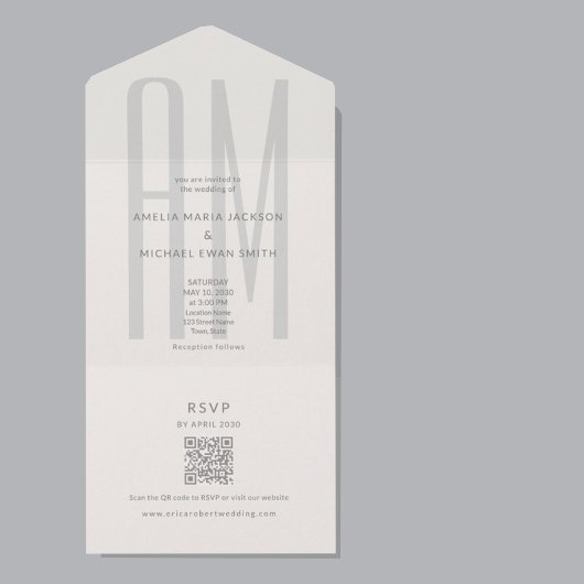 Architectonisch Monogram Minimaal All-in-One Trouw All In One Uitnodiging
