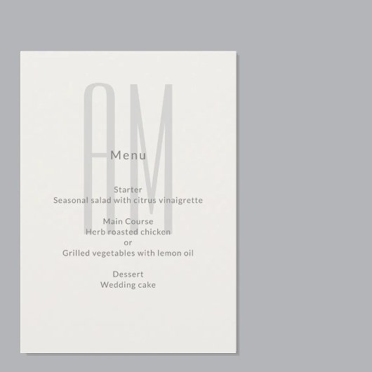 Architectonisch Monogram Minimalistische Trouwdag Menu