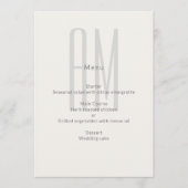 Architectonisch Monogram Minimalistische Trouwdag Menu (Voorkant)